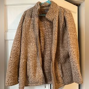 Jason Maxwell. Size large. Light brown/beige teddy jacket.